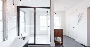 Primary bathroom remodel with soaking tub and walk-in shower in Manhattan, KS by Fox Home Innovations