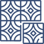 Blue icon of four kitchen tiles